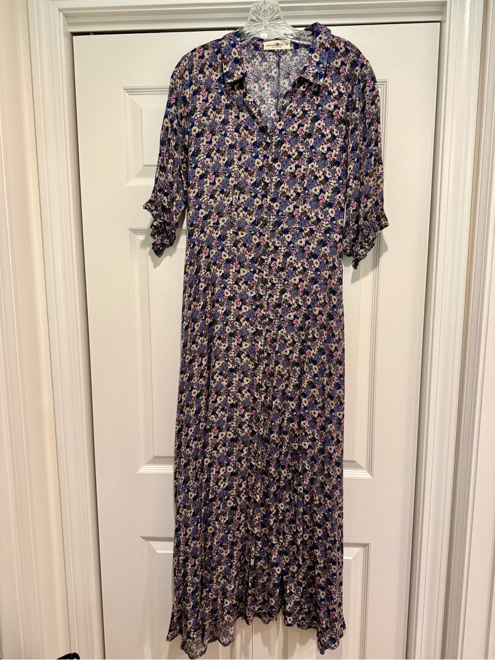 Natural Life Floral Button-Front Purple Maxi Dress